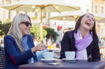 Two female friends having goot time together