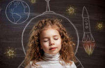 beauty child at the blackboard