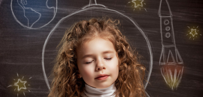 beauty child at the blackboard